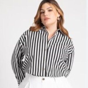 Velvet Heart plus size Button Down Roll-up 3/4 Sleeves Lapel Collar Shirt sz 1X